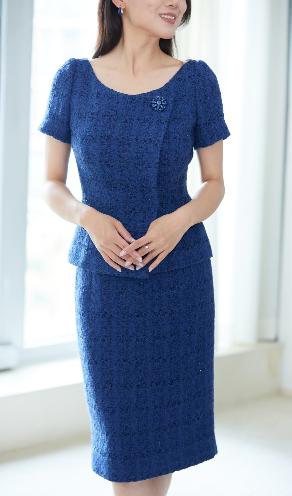 LADIAQUA 女小西高级定制样衣设计：藏蓝花呢套裙
